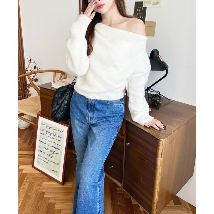 ワンショルドレープフェザーニットプルオーバー(ドレープニット） | moment+ | 詳細画像8 