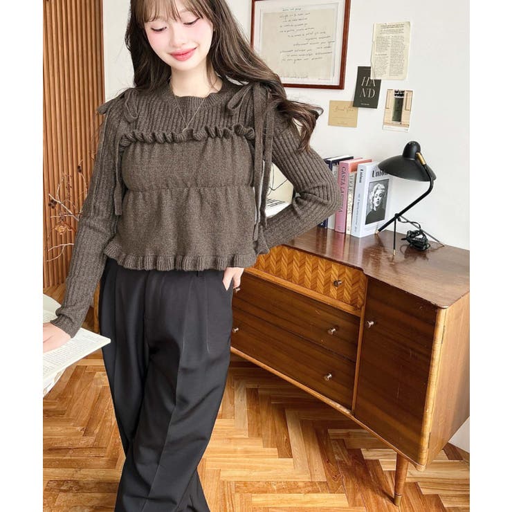 シャーリングギャザーリボンキャミ＋ニットプルオーバーセット | moment+ | 詳細画像17 