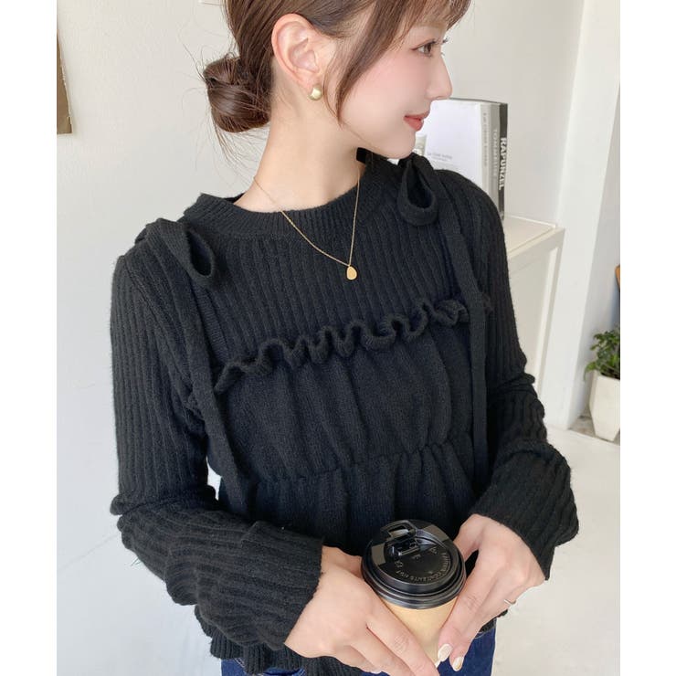 シャーリングギャザーリボンキャミ＋ニットプルオーバーセット | moment+ | 詳細画像9 