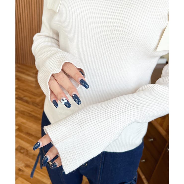 リボンストラップ2WAYオフショルニットトップス | moment+ | 詳細画像8 