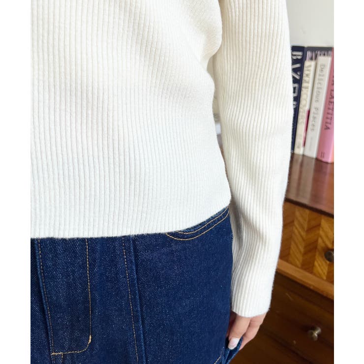 アシンメトリーオフショルダーリブニット12G | moment+ | 詳細画像10 