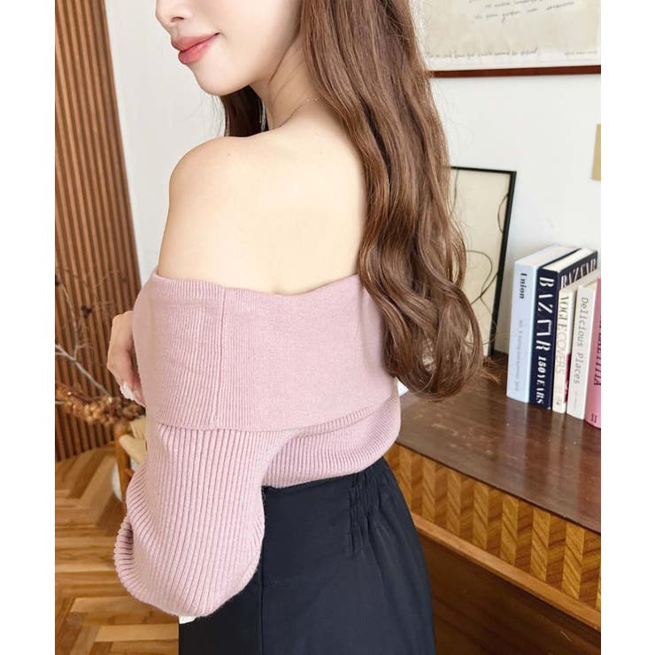 アシンメトリーオフショルダーリブニット12G | moment+ | 詳細画像51 