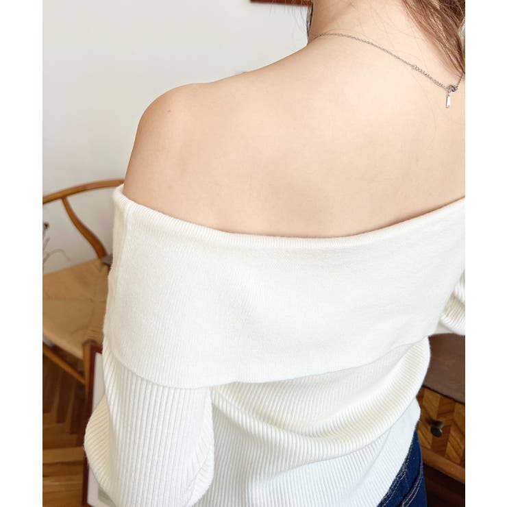 アシンメトリーオフショルダーリブニット12G | moment+ | 詳細画像8 