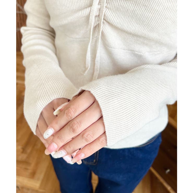 フロントレースギャザーリブニットトップス12G | moment+ | 詳細画像34 