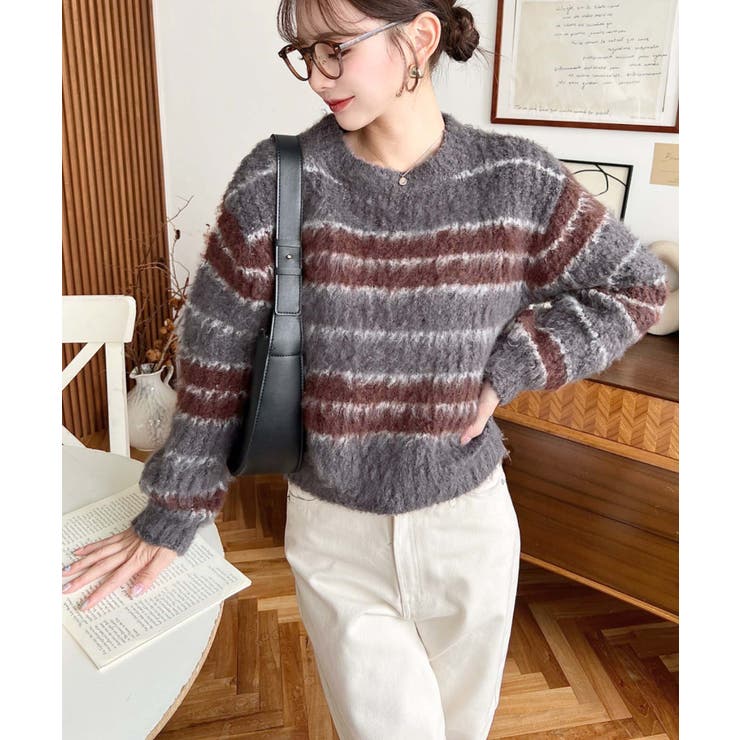 ループヤーンボーダーニットプルオーバー | moment+ | 詳細画像19 