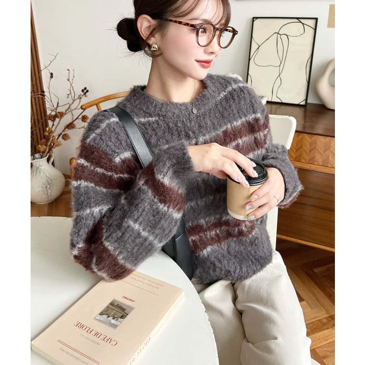 ループヤーンボーダーニットプルオーバー | moment+ | 詳細画像20 