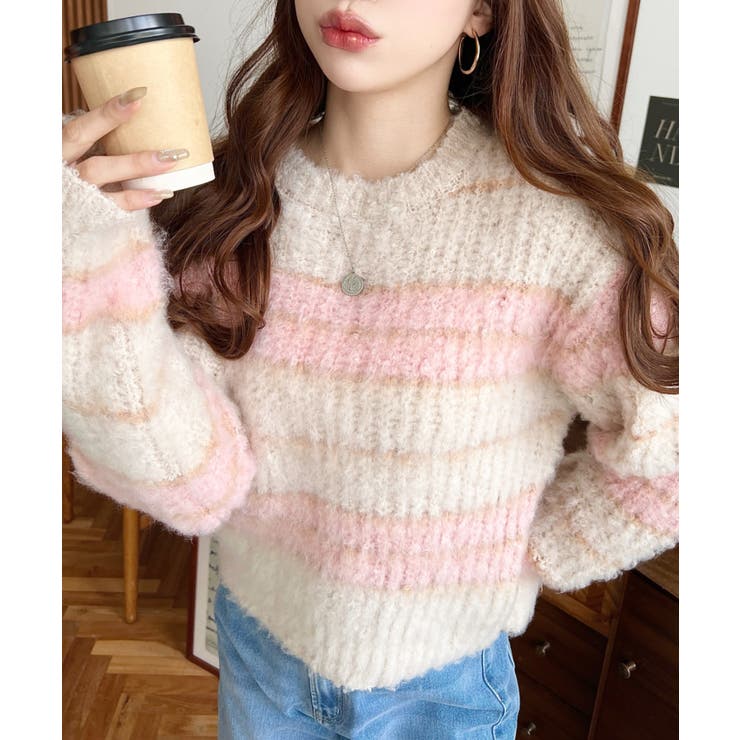 ループヤーンボーダーニットプルオーバー | moment+ | 詳細画像7 