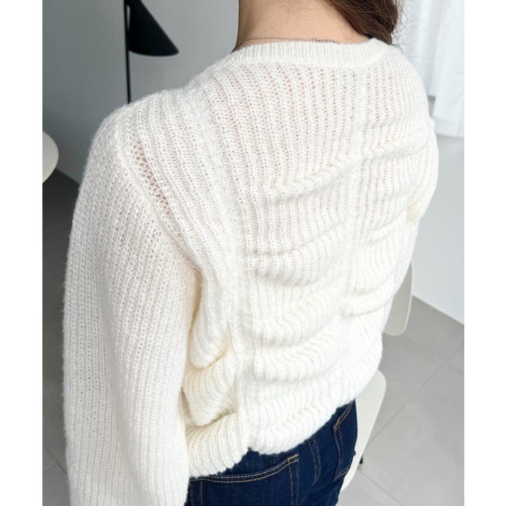 シャーリングジップニットカーディガン | moment+ | 詳細画像11 