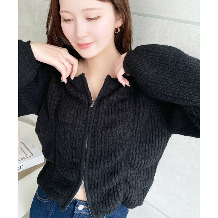 シャーリングジップニットカーディガン | moment+ | 詳細画像21 