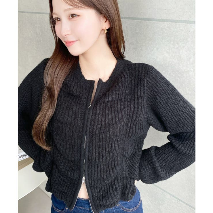 シャーリングジップニットカーディガン | moment+ | 詳細画像22 