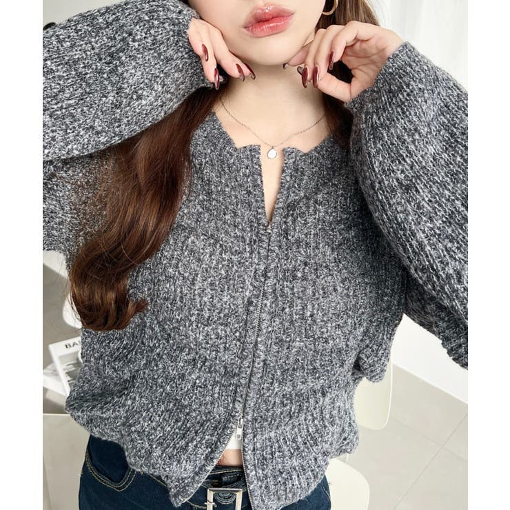 シャーリングジップニットカーディガン | moment+ | 詳細画像26 