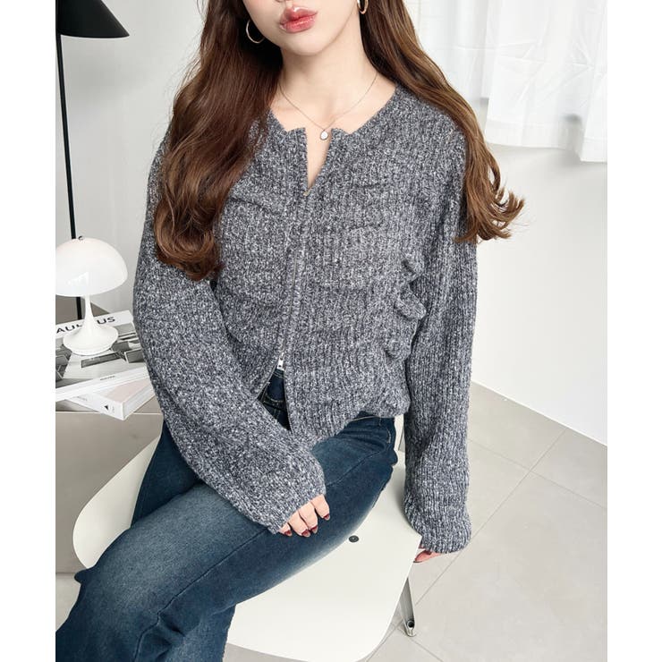 シャーリングジップニットカーディガン | moment+ | 詳細画像27 