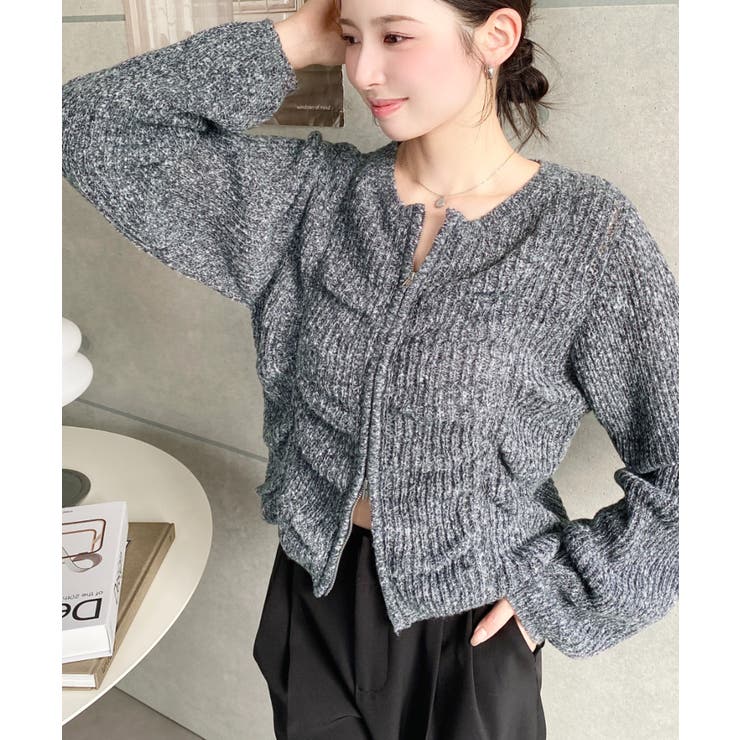 シャーリングジップニットカーディガン | moment+ | 詳細画像33 