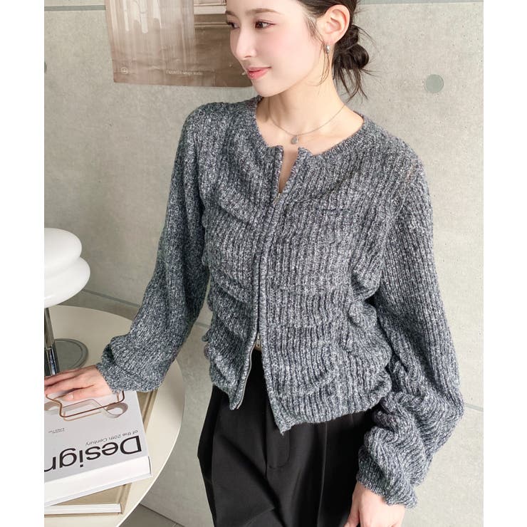 シャーリングジップニットカーディガン | moment+ | 詳細画像34 