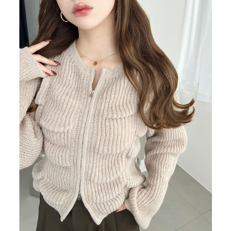 シャーリングジップニットカーディガン | moment+ | 詳細画像44 