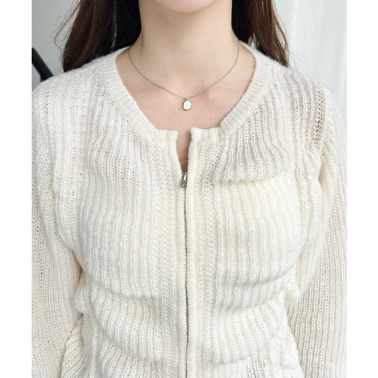 シャーリングジップニットカーディガン | moment+ | 詳細画像8 