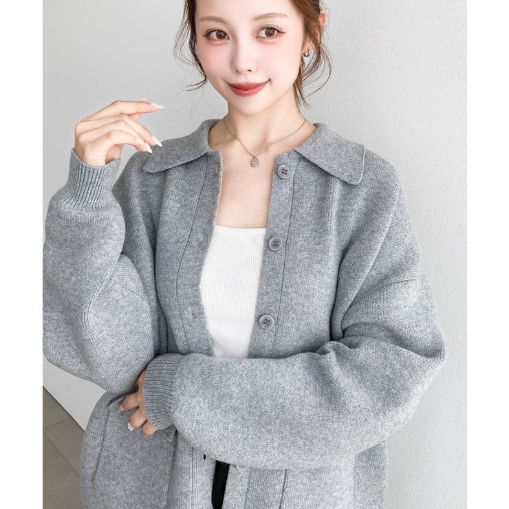 ＼オーバーサイズですっぽり◎／えり付きカーデニットブルゾン | moment+ | 詳細画像23 