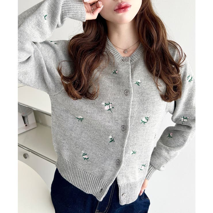 ＼ロマンティックに♡／花柄刺繍ニットカーディガン | moment+ | 詳細画像12 