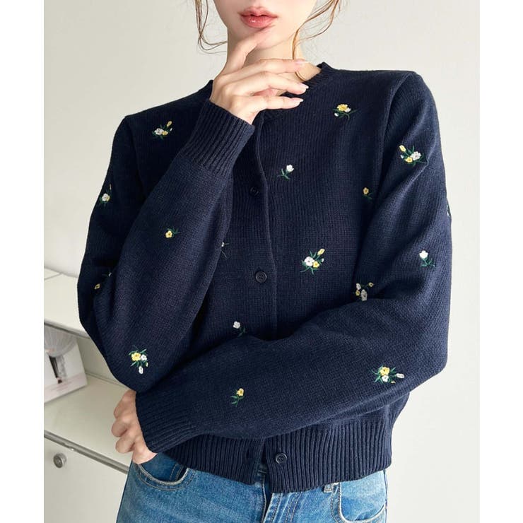 ＼ロマンティックに♡／花柄刺繍ニットカーディガン | moment+ | 詳細画像20 