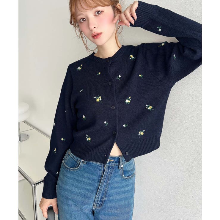 ＼ロマンティックに♡／花柄刺繍ニットカーディガン | moment+ | 詳細画像22 