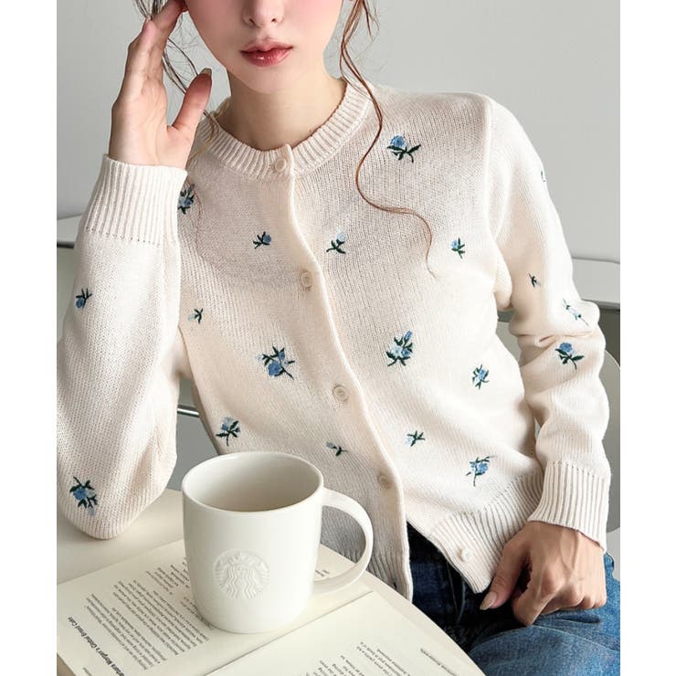 ＼ロマンティックに♡／花柄刺繍ニットカーディガン | moment+ | 詳細画像4 