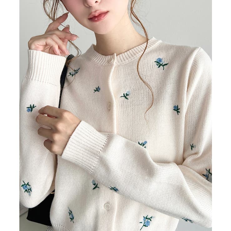 ＼ロマンティックに♡／花柄刺繍ニットカーディガン | moment+ | 詳細画像5 