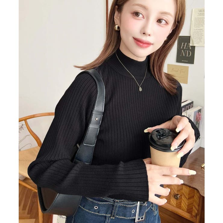 ボトルネックワイドリブカラー＆ボーダーニットプルオーバー12G | moment+ | 詳細画像22 