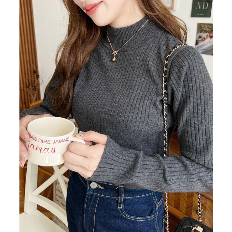 ボトルネックワイドリブカラー＆ボーダーニットプルオーバー12G | moment+ | 詳細画像29 