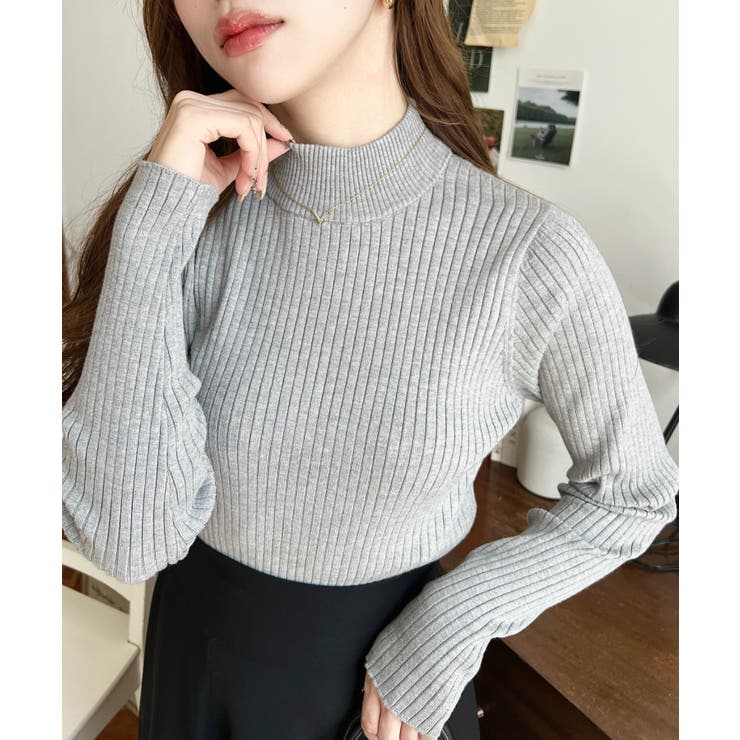 ボトルネックワイドリブカラー＆ボーダーニットプルオーバー12G | moment+ | 詳細画像36 