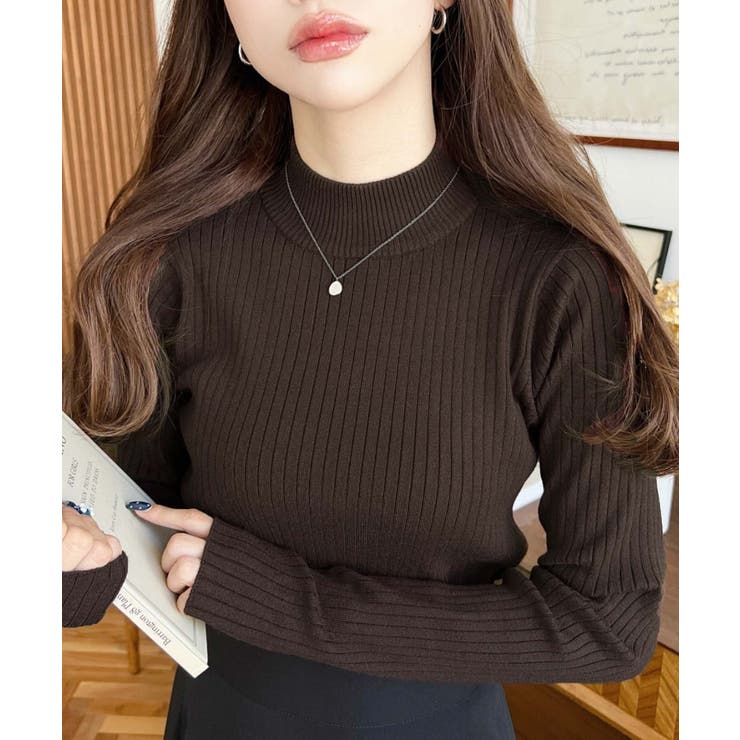 ボトルネックワイドリブカラー＆ボーダーニットプルオーバー12G | moment+ | 詳細画像41 