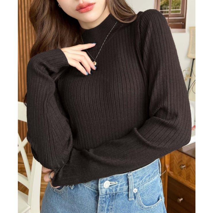 ボトルネックワイドリブカラー＆ボーダーニットプルオーバー12G | moment+ | 詳細画像43 