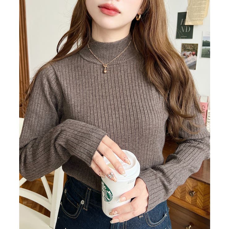 ボトルネックワイドリブカラー＆ボーダーニットプルオーバー12G | moment+ | 詳細画像49 