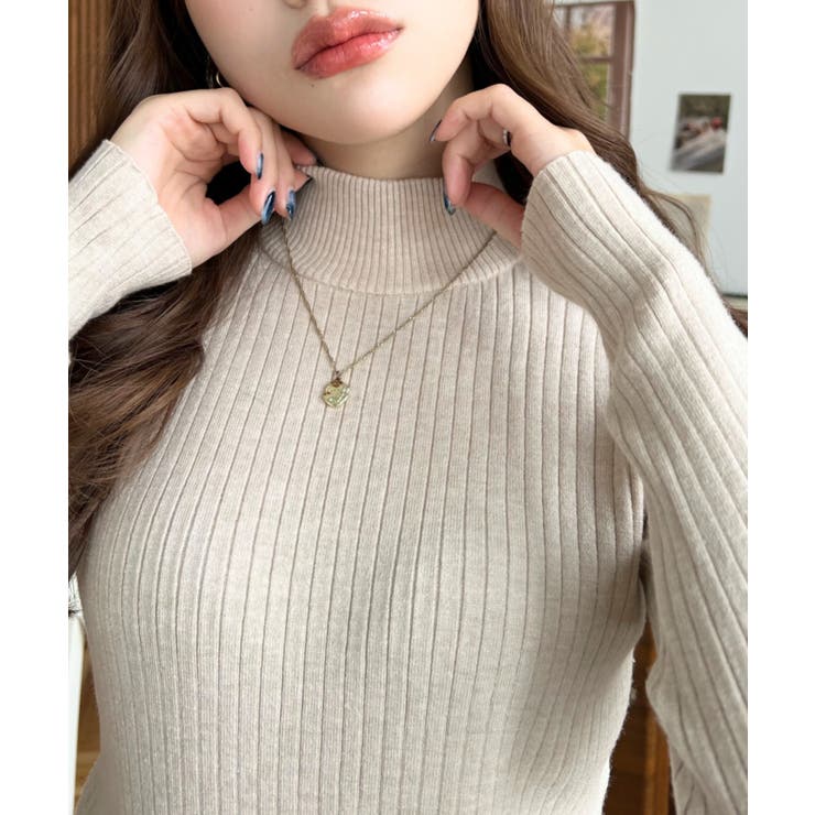 ボトルネックワイドリブカラー＆ボーダーニットプルオーバー12G | moment+ | 詳細画像55 