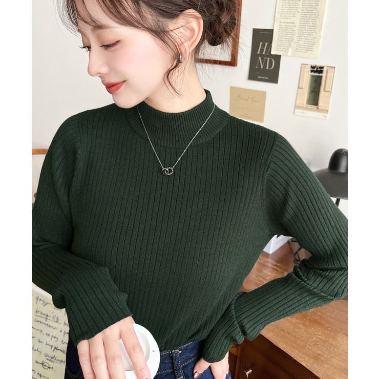 ボトルネックワイドリブカラー＆ボーダーニットプルオーバー12G | moment+ | 詳細画像61 