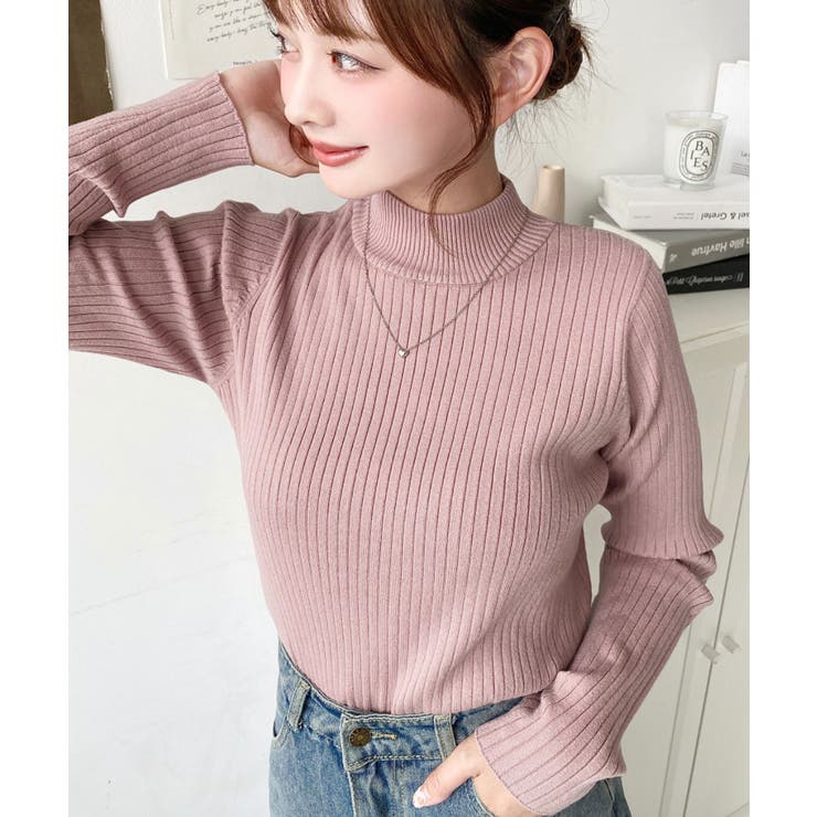 ボトルネックワイドリブカラー＆ボーダーニットプルオーバー12G | moment+ | 詳細画像72 