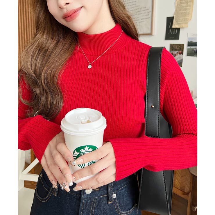 ボトルネックワイドリブカラー＆ボーダーニットプルオーバー12G | moment+ | 詳細画像75 