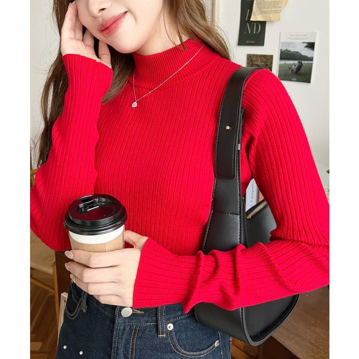 ボトルネックワイドリブカラー＆ボーダーニットプルオーバー12G | moment+ | 詳細画像76 