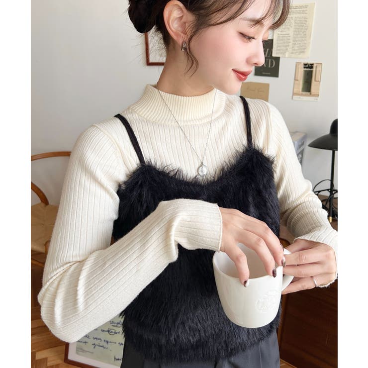 ボトルネックワイドリブカラー＆ボーダーニットプルオーバー12G | moment+ | 詳細画像8 