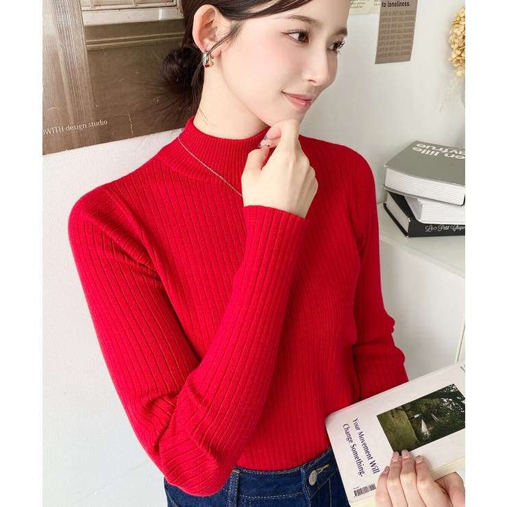 ボトルネックワイドリブカラー＆ボーダーニットプルオーバー12G | moment+ | 詳細画像80 