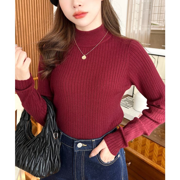 ボトルネックワイドリブカラー＆ボーダーニットプルオーバー12G | moment+ | 詳細画像83 