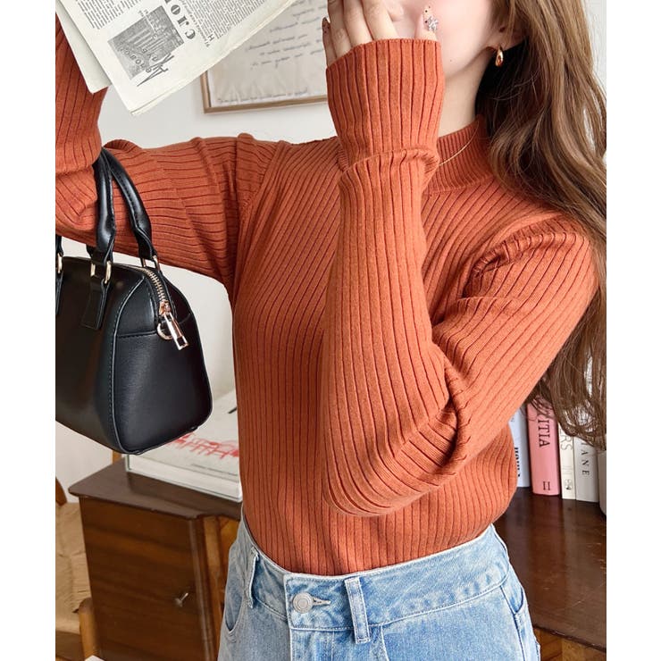 ボトルネックワイドリブカラー＆ボーダーニットプルオーバー12G | moment+ | 詳細画像90 