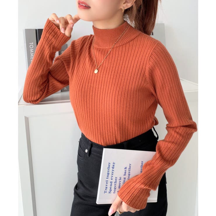 ボトルネックワイドリブカラー＆ボーダーニットプルオーバー12G | moment+ | 詳細画像94 