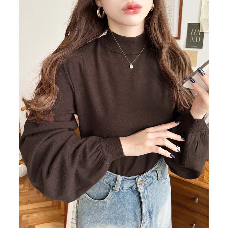 ボトルネックボリュームスリーブニットプルオーバー 12G | moment+ | 詳細画像26 