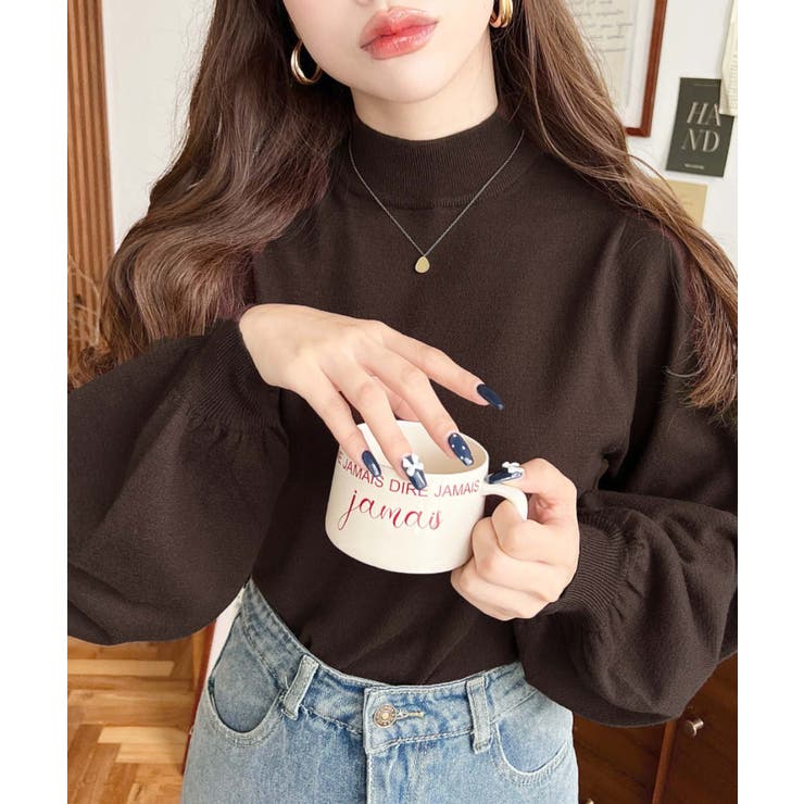 ボトルネックボリュームスリーブニットプルオーバー 12G | moment+ | 詳細画像27 