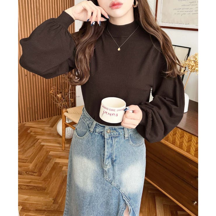 ボトルネックボリュームスリーブニットプルオーバー 12G | moment+ | 詳細画像29 