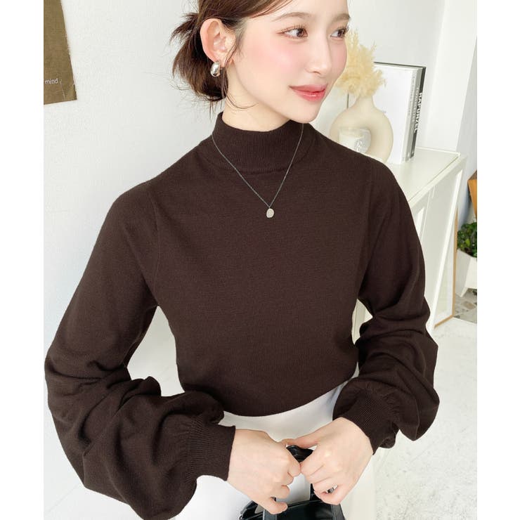 ボトルネックボリュームスリーブニットプルオーバー 12G | moment+ | 詳細画像33 