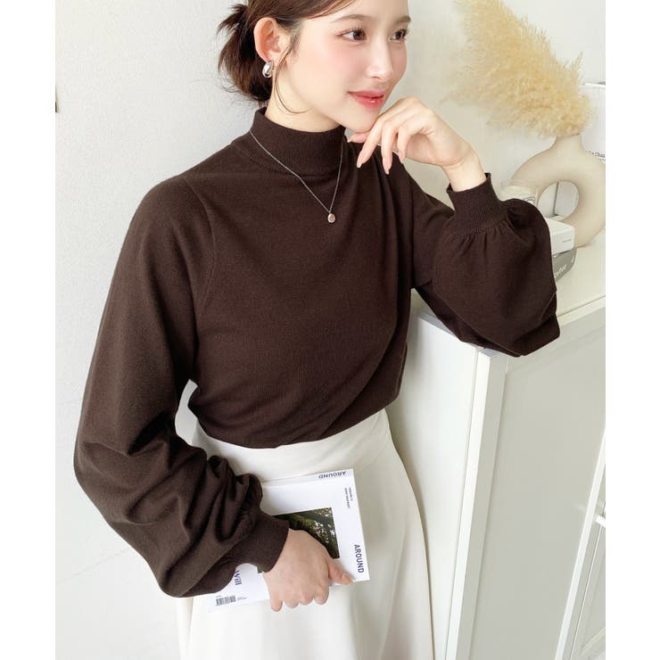 ボトルネックボリュームスリーブニットプルオーバー 12G | moment+ | 詳細画像34 