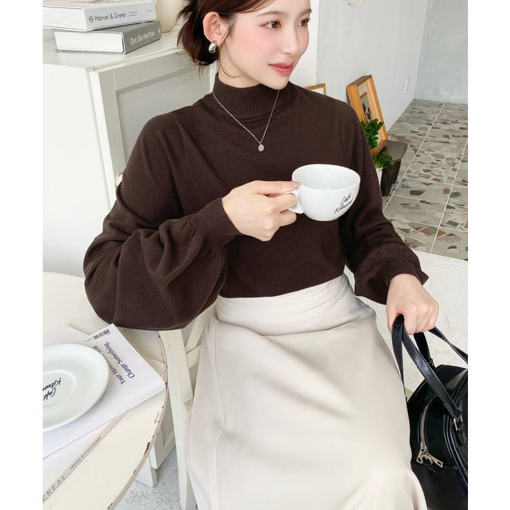 ボトルネックボリュームスリーブニットプルオーバー 12G | moment+ | 詳細画像37 