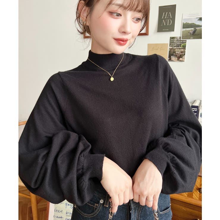 ボトルネックボリュームスリーブニットプルオーバー 12G | moment+ | 詳細画像38 