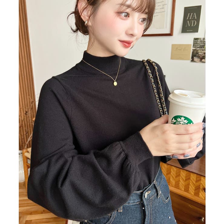 ボトルネックボリュームスリーブニットプルオーバー 12G | moment+ | 詳細画像40 